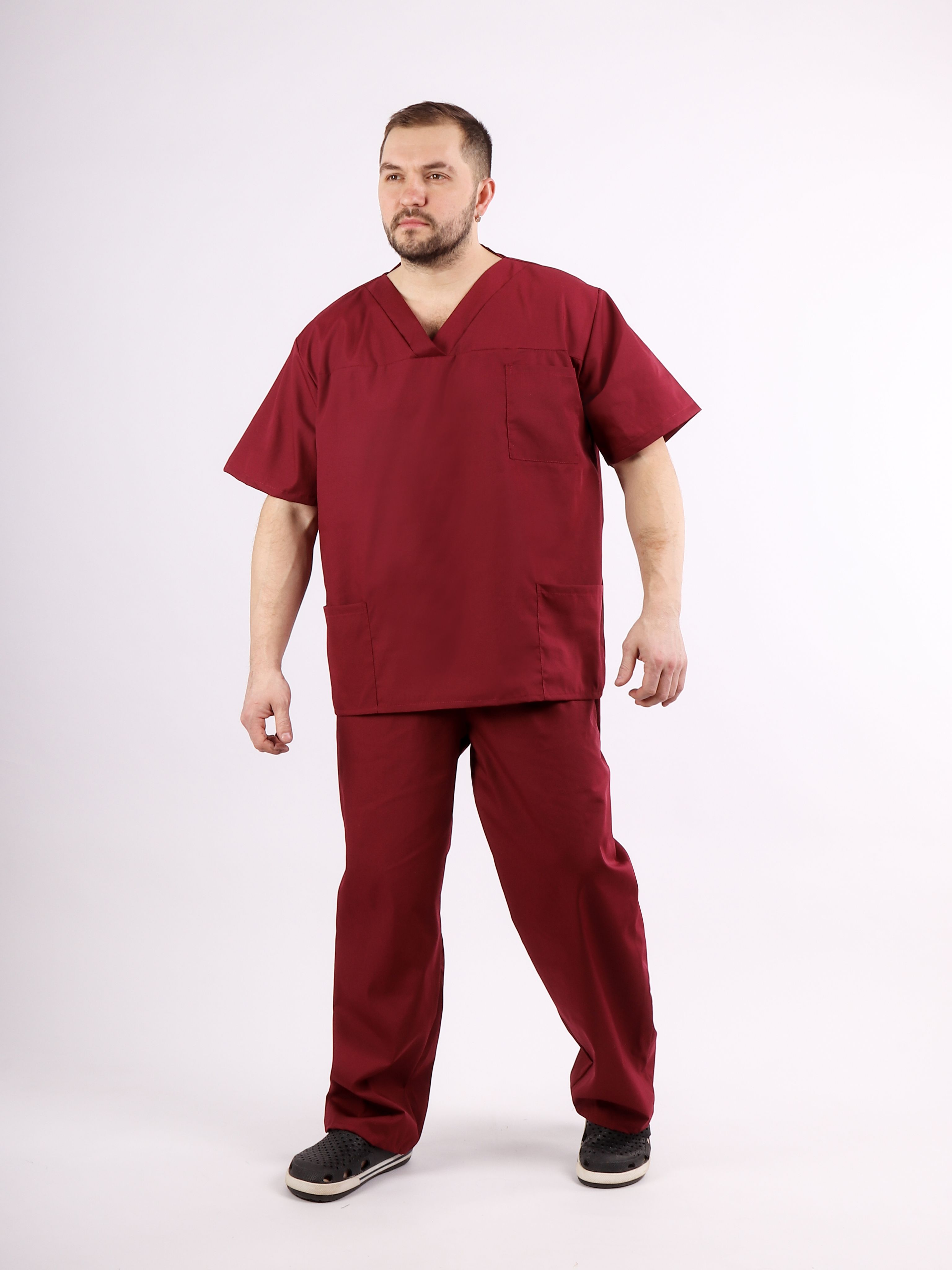 Бордовый хирургический костюм
