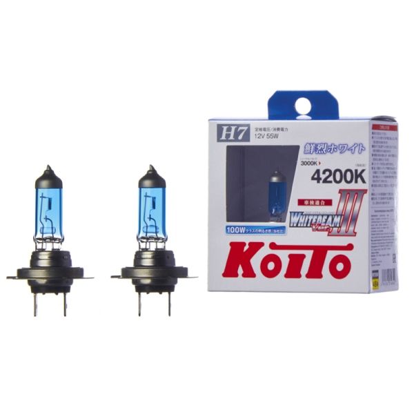 ЛампавысокотемпературнаяKoitoWhitebeamH712V55W(100W)4200K,комплект2шт.