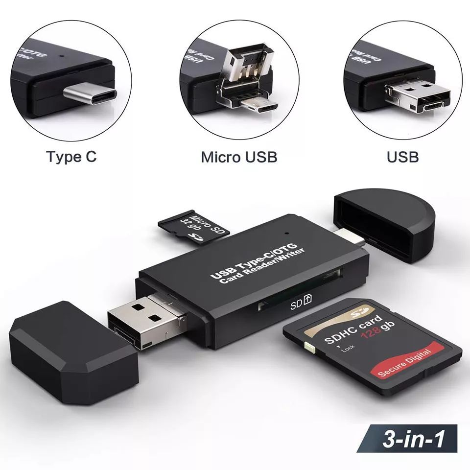 Универсальный Картридер 5in1 OTG USB Type-C -micro sd- usb- sd- cf -usb 2.0