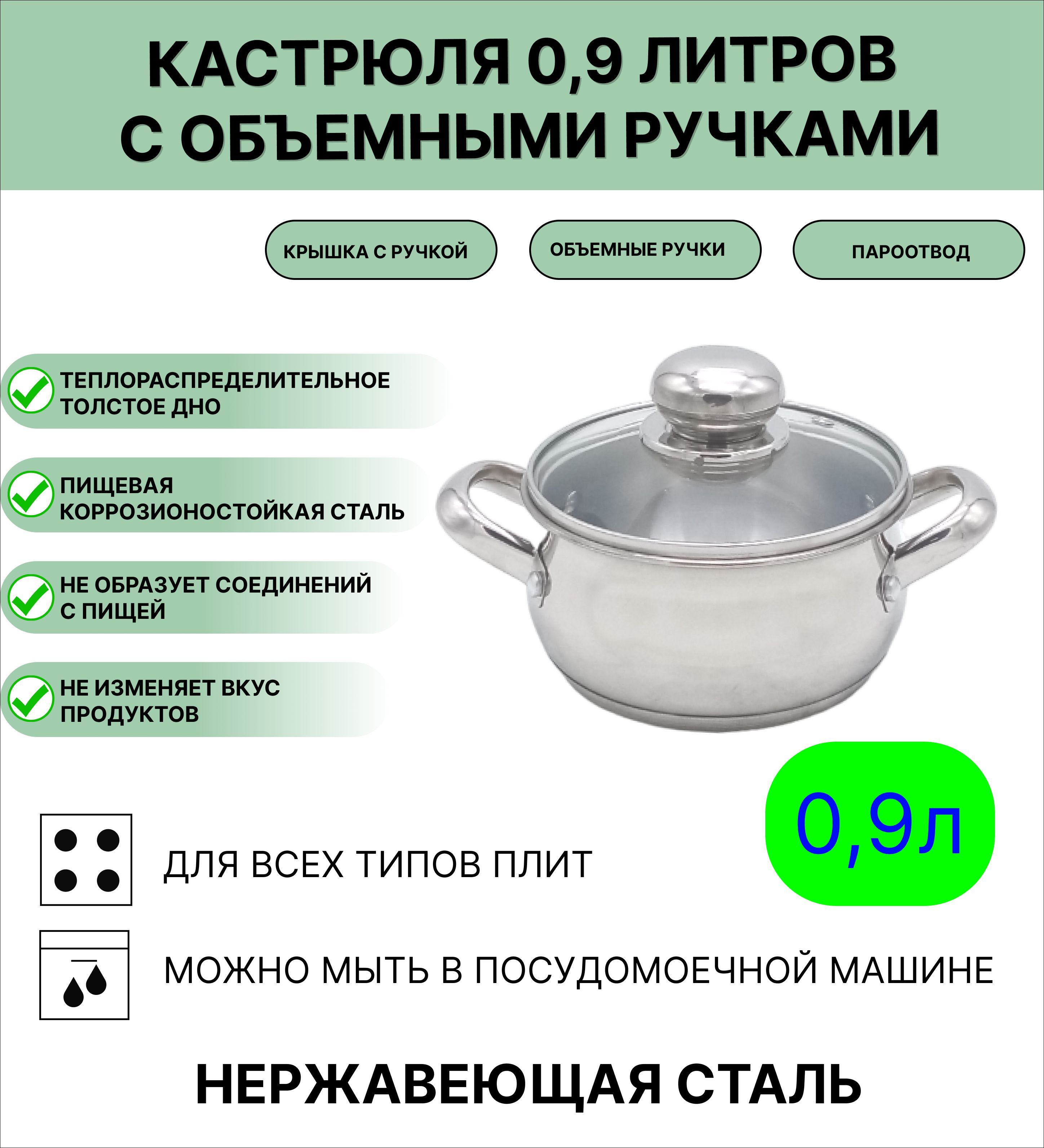 Кастрюлясферическая0,9л