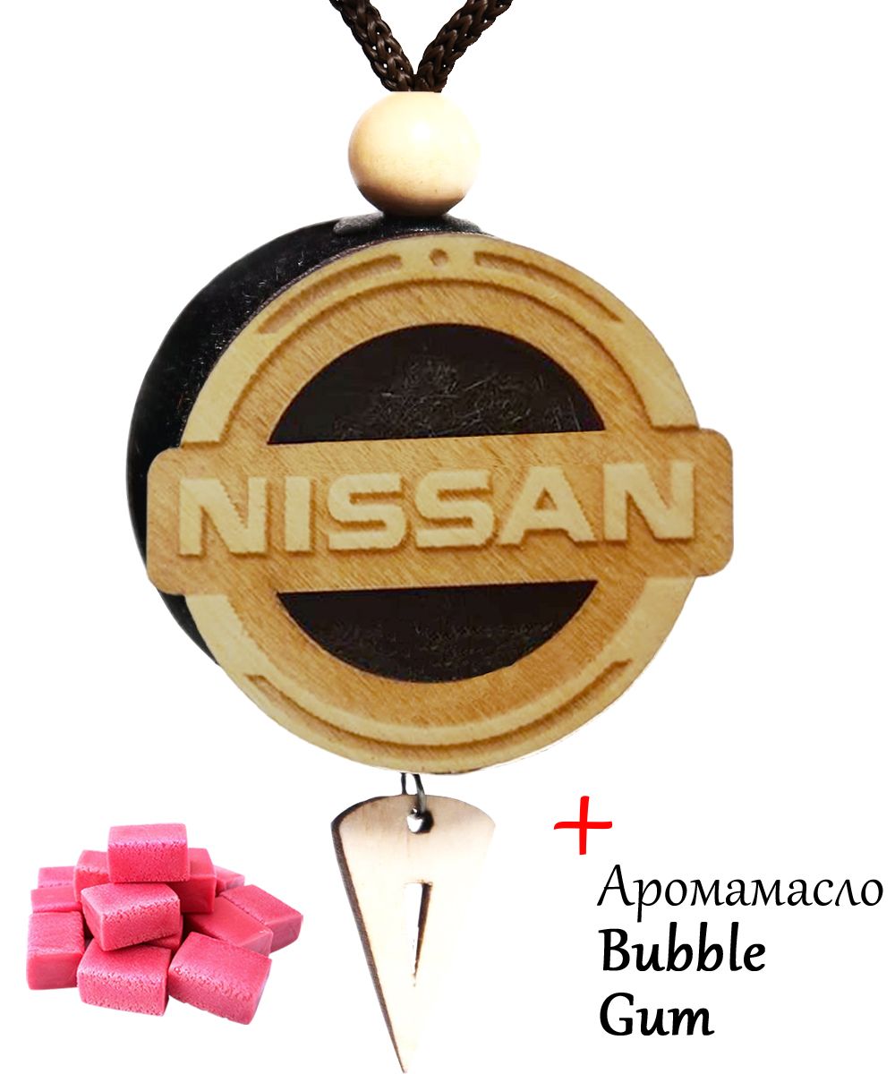 Ароматизатор в автомобиль / в машину диск светлое дерево Nissan, аромат №30 Bubble Gum