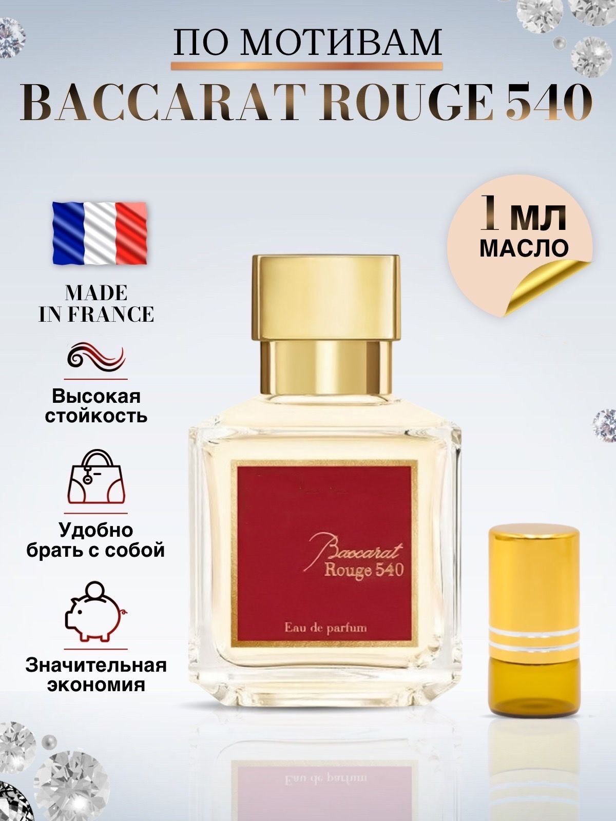 Baccarat Rouge 540 Масляные духи Бакарат 540 1 мл - купить с доставкой по  выгодным ценам в интернет-магазине OZON (911650848)