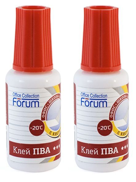 Клей канцелярский ПВА "FORUM Office Collection", 20 гр., с кисточкой, 2 шт.