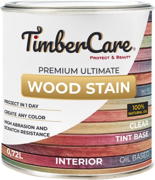 Масло для дерева и мебели TimberCare Wood Stain, быстросохнущие масла для дерева, пропитка для дерева для внутренних работ, тонирующая морилка для дерева, Цвет: Прозрачный - Колеровочная база/ Clear - Tint Base, 0,72 л. 350037