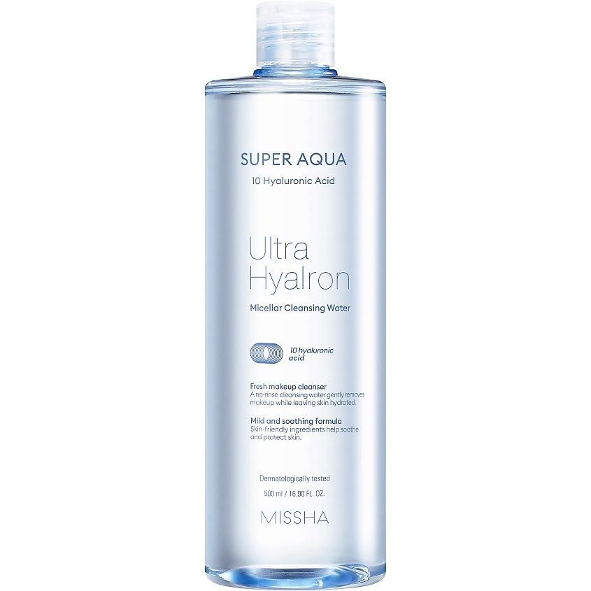 Ultra water. Мицеллярная вода Missha super Aqua 10 Hyaluronic acid Ultra Hyalron Micellar Cleansing Water 500ml. Увлажняющая мицеллярная вода Missha super Aqua Ultra Hyalron Micellar Cleansing Water. Missha super Aqua 10 Hyaluronic Cleansing. Super Aqua 10 Hyaluronic acid Ultra Hyalon.