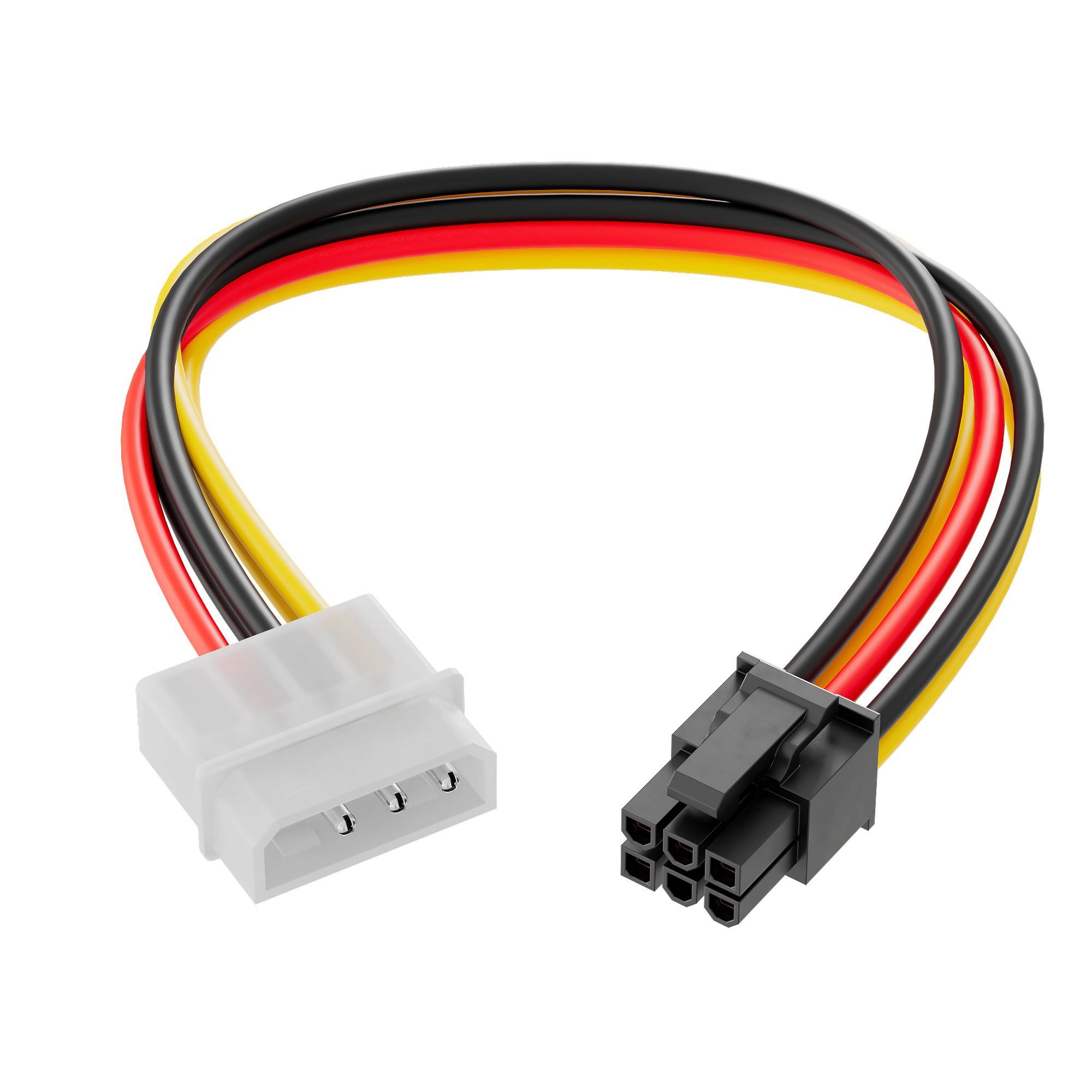 Кабель питания для видеокарты GPU 6Pin (M) - 4Pin Molex (M) GSMIN WE31 (Черный) 0,15м