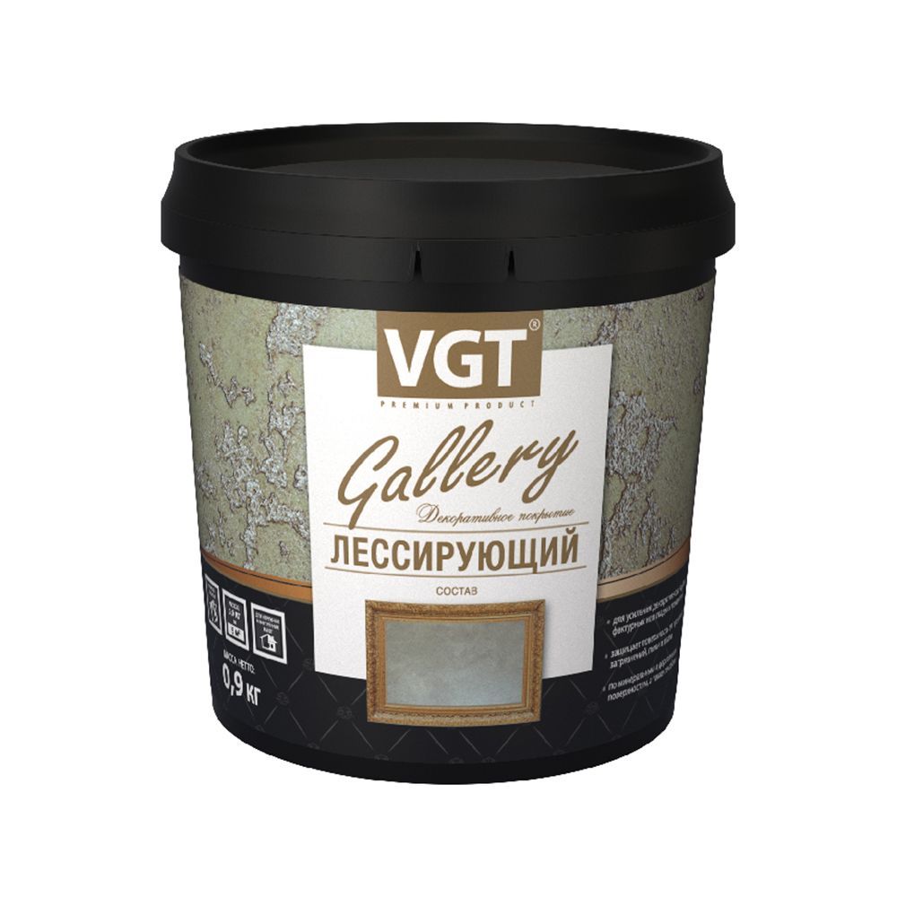 VGT GALLERY / ВГТ Гэлэри ЛЕССИРУЮЩИЙ состав полупрозрачный для декоративных штукатурок, серебристо-белый (2.2 кг)