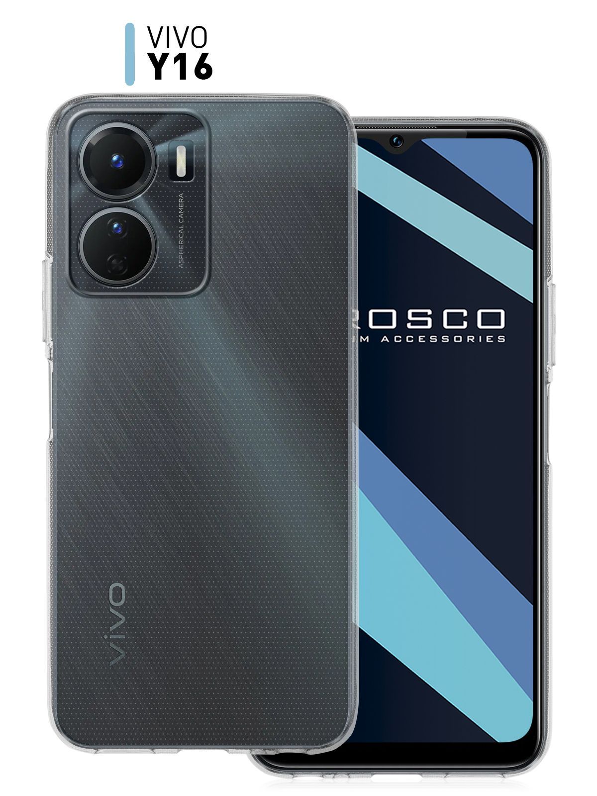 Чехол для Vivo Y16 (Виво У16) с защитой модуля камер, прозрачный ROSCO -  купить с доставкой по выгодным ценам в интернет-магазине OZON (831622732)