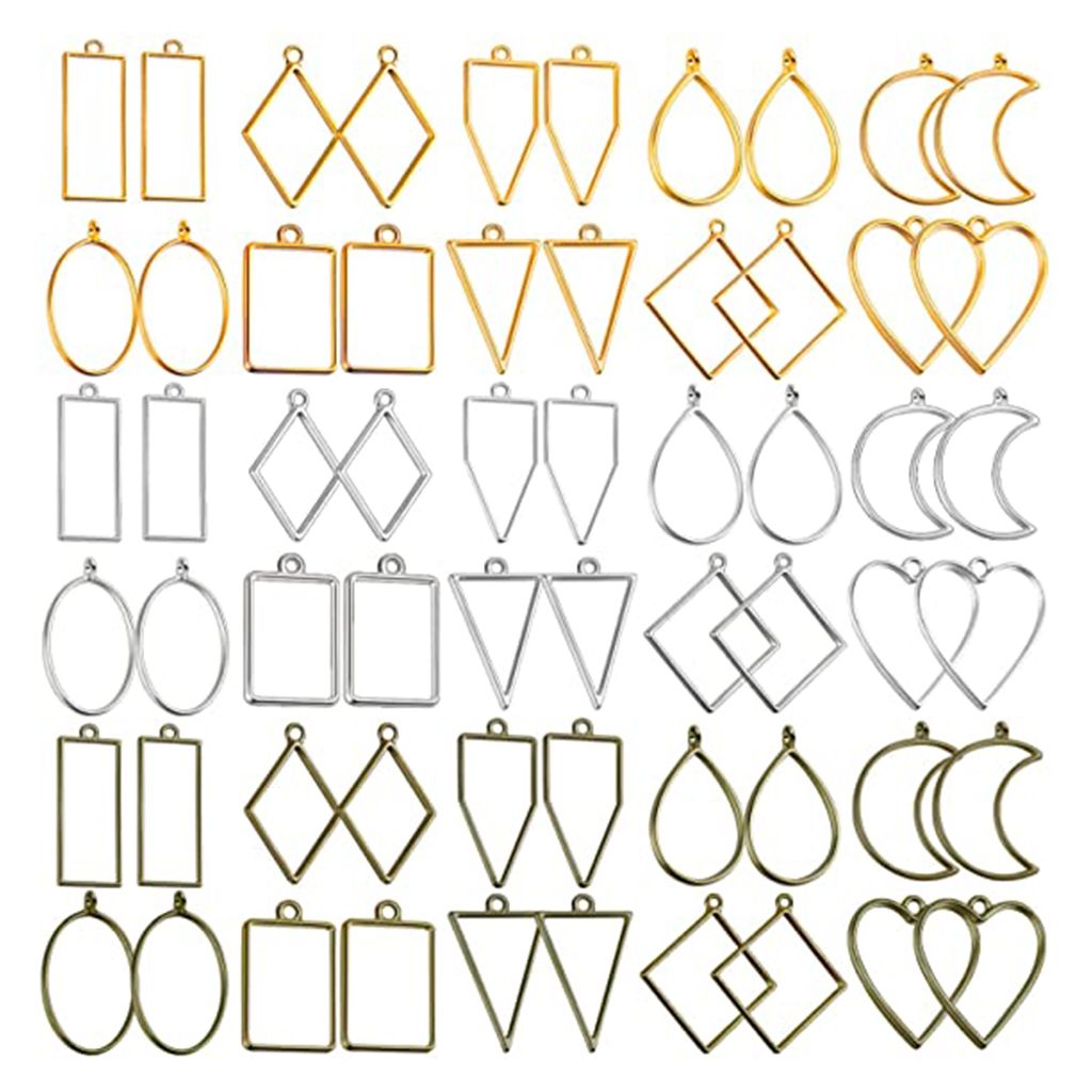 60шт.полыеоправыизэпоксиднойсмолысУФ-излучением,безелисмолы,подвескидляожерелий,серег