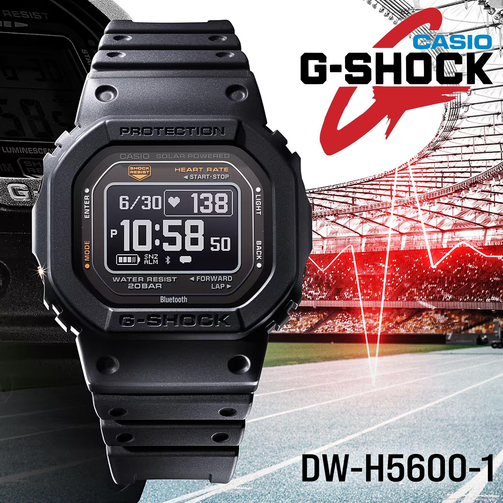 Мужские наручные часы Casio G-Shock G-Squad DW-H5600-1 черный - купить с  доставкой по выгодным ценам в интернет-магазине OZON (1128904638)