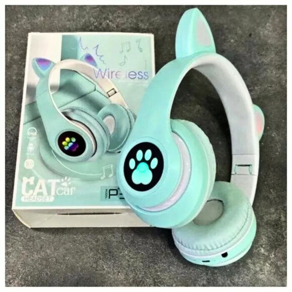 Наушники с ушками светятся. P33m наушники Cat. Наушники Cat Ear p33m. Наушники Wireless p33m. Беспроводные наушники Cat Ear p33m бирюзовые.