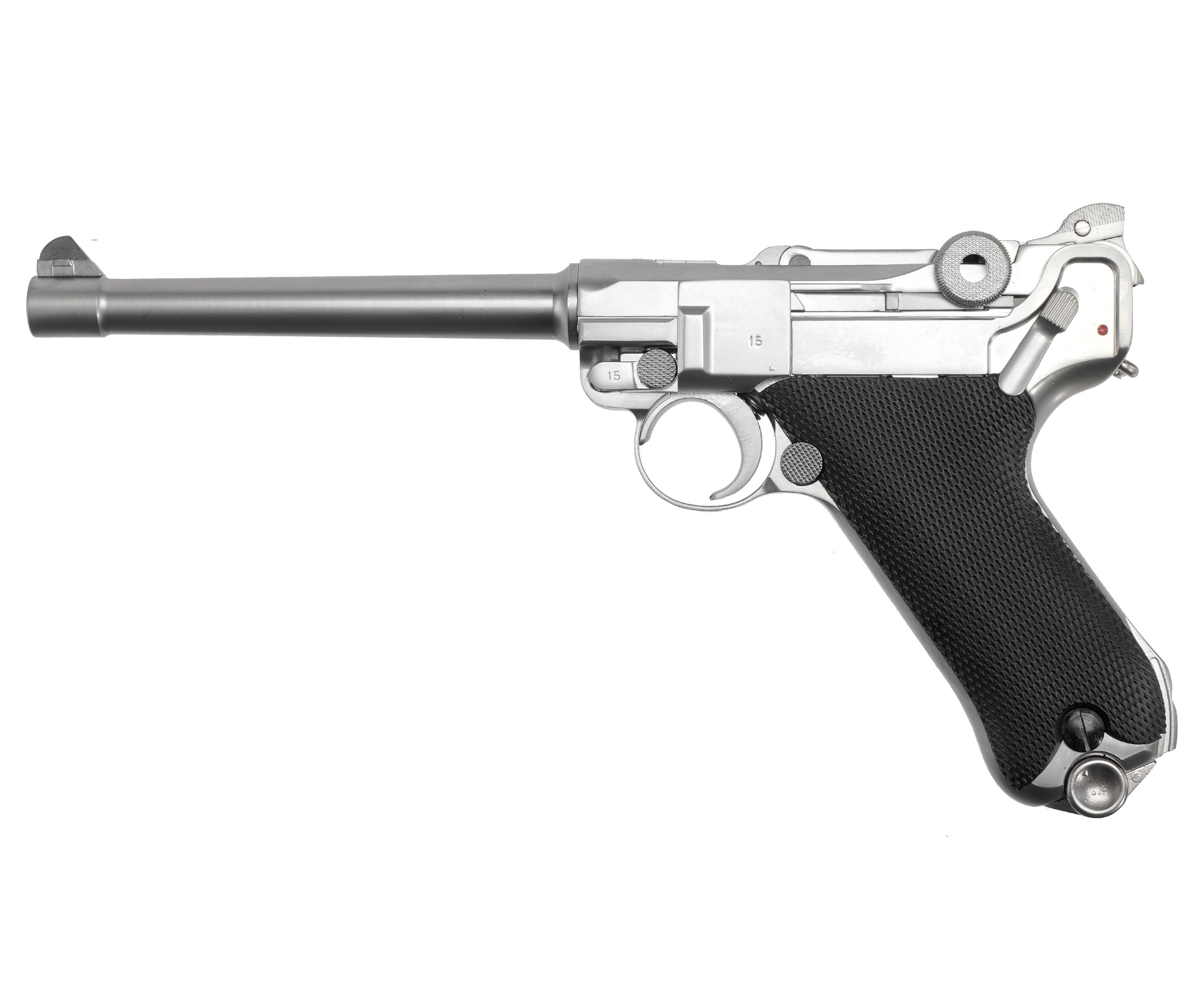 Страйкбольный пистолет WE P-08 6 (Хром, GBB, GAS, WE-P005)