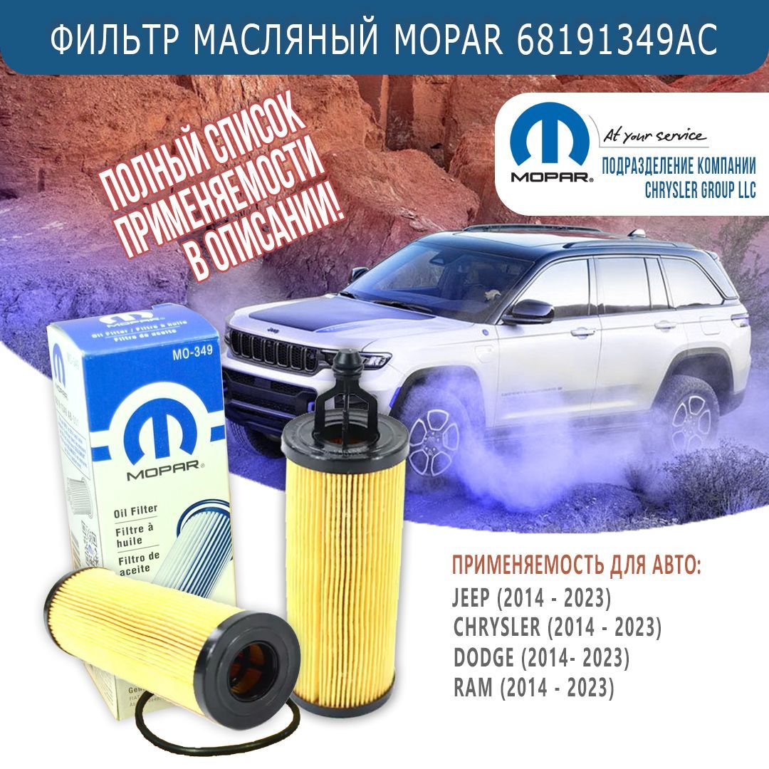 Фильтр масляный MOPAR 68191349AC - купить по выгодным ценам в  интернет-магазине OZON (933694292)