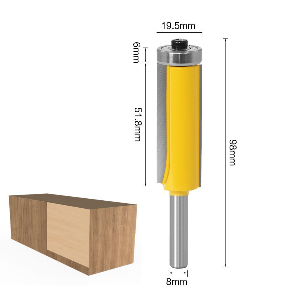 Фрезаподеревупазоваяпрямаясверхнимподшипником19.05x51.8мм,хвостовик8мм