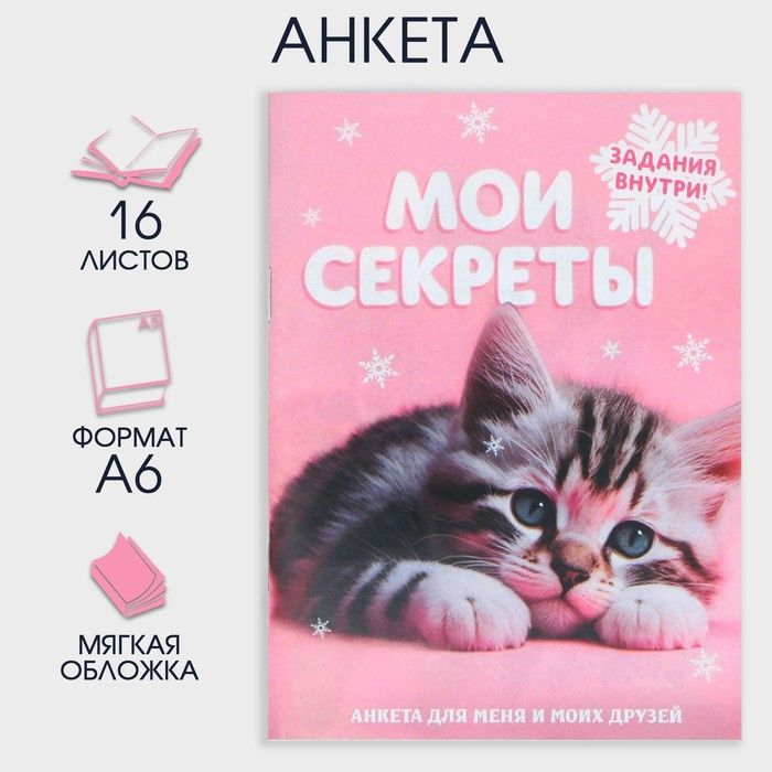 ArtFox, Анкета А6, 16 листов, Мои секреты, 4 штуки