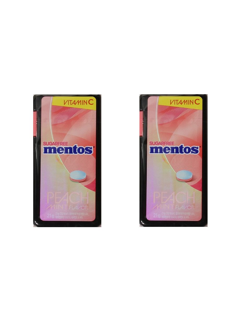 Жевательные конфеты Mentos Фруктовая мята и Персик, 2 шт х 21гр