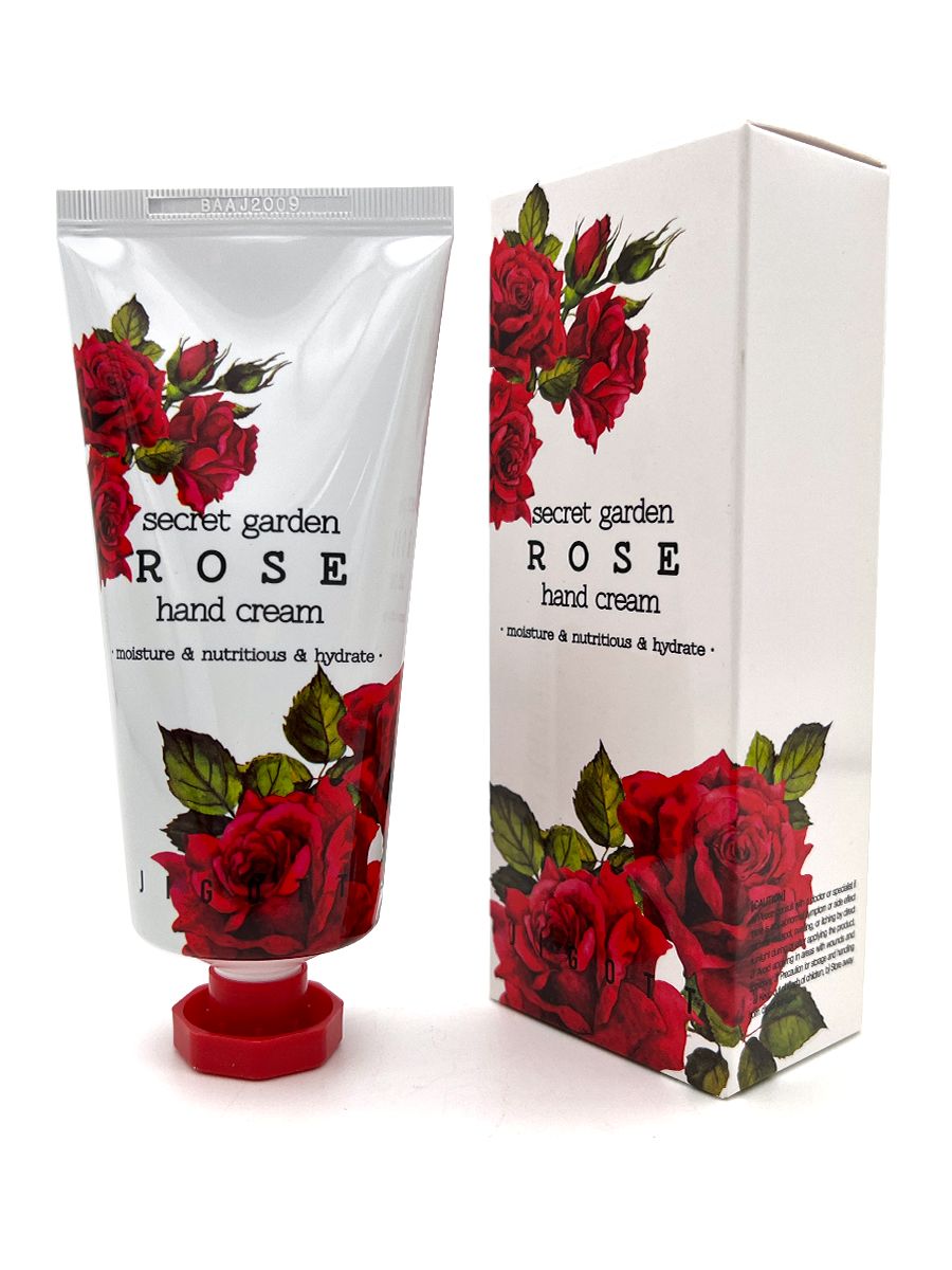 Jigott Крем для рук корейский увлажняющий с экстрактом Розы Secret Garden Rose Hand Cream, 100 мл.