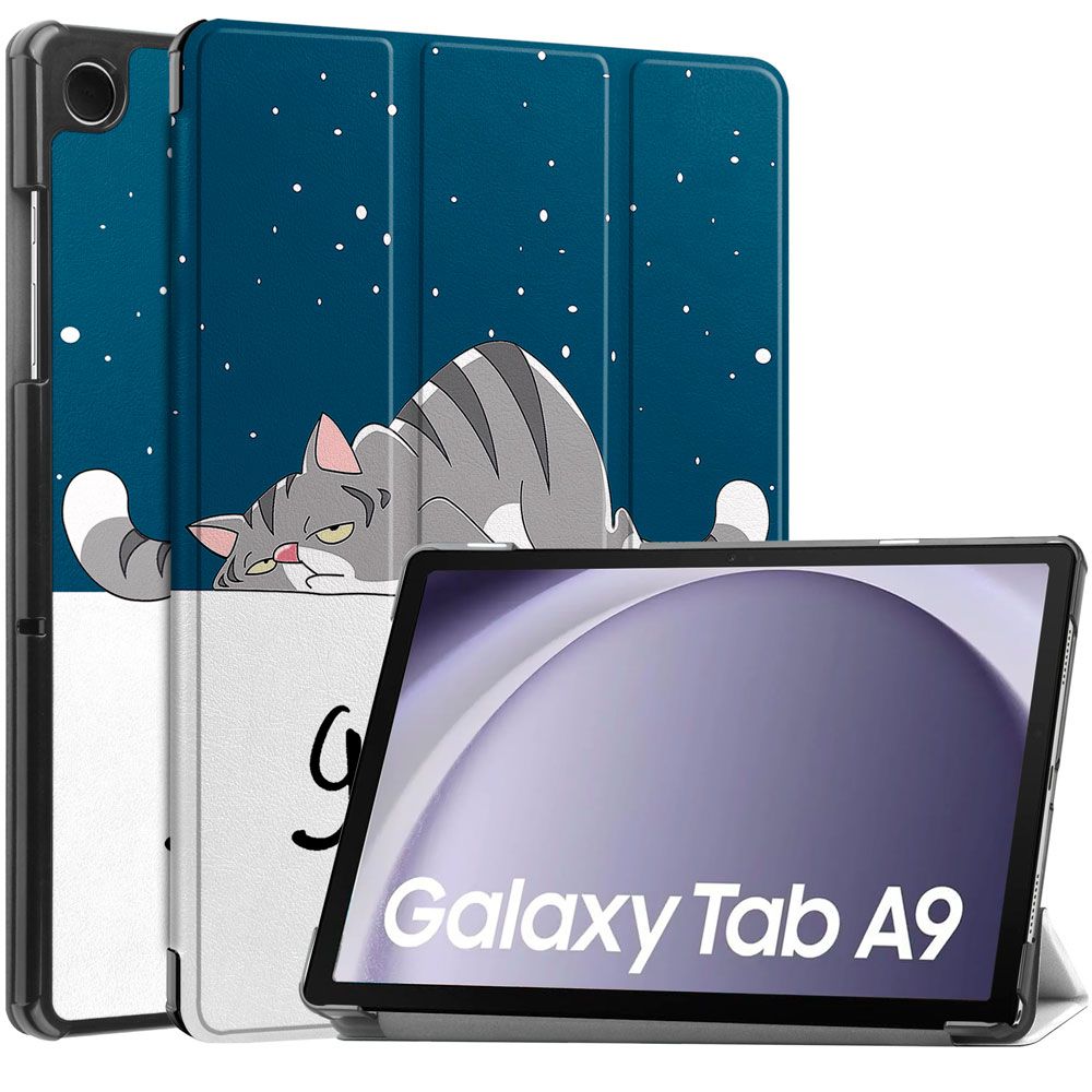 ЧехолдляпланшетаSamsungGalaxyTabA9(2023)8.7дюйма(SM-X110/X115),смагнитомикрасивымрисунком(Сонныйкот)