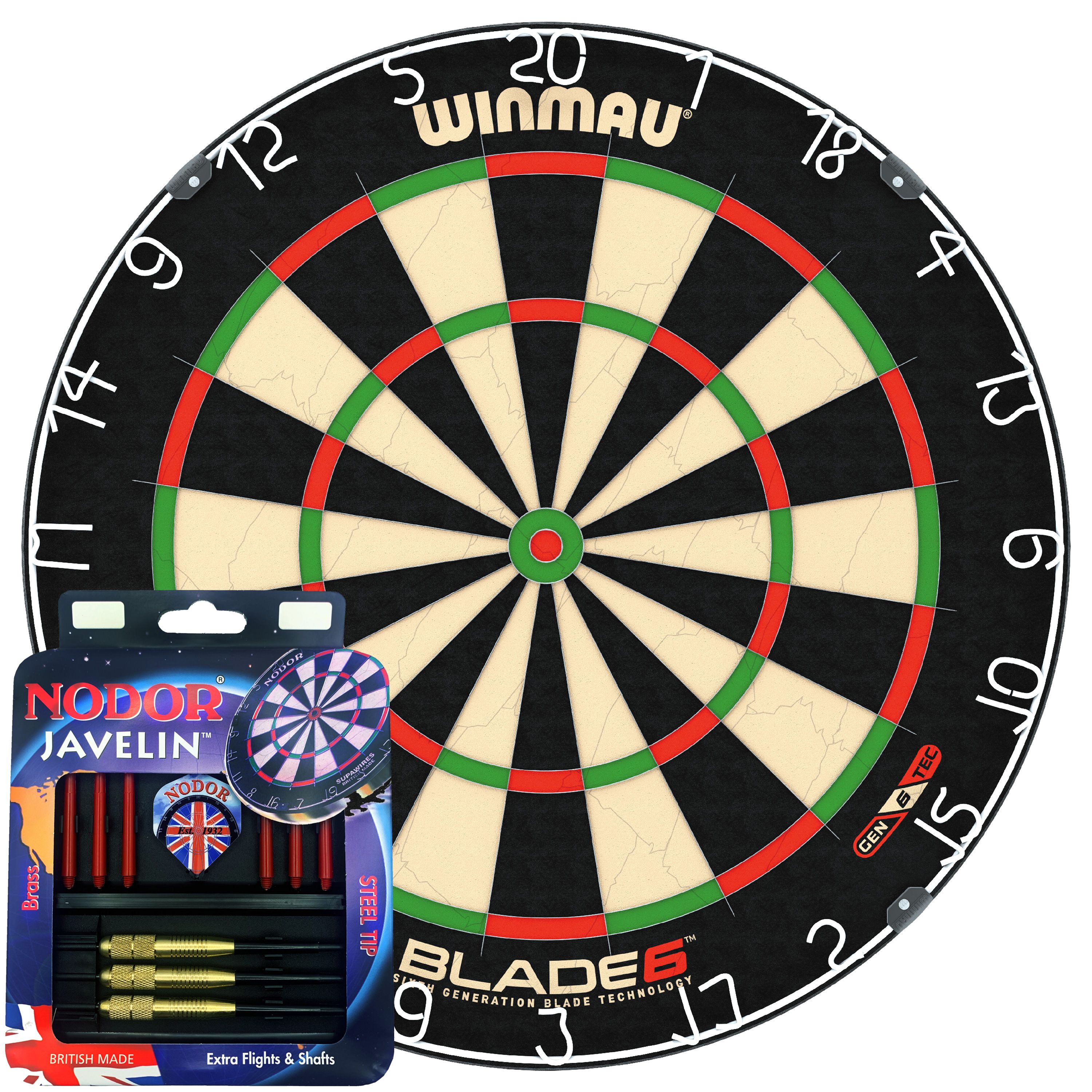 Мишень WINMAU BLADE Plus Javelin Brass (Профессиональный уровень) с  дротиками для игры в Дартс.