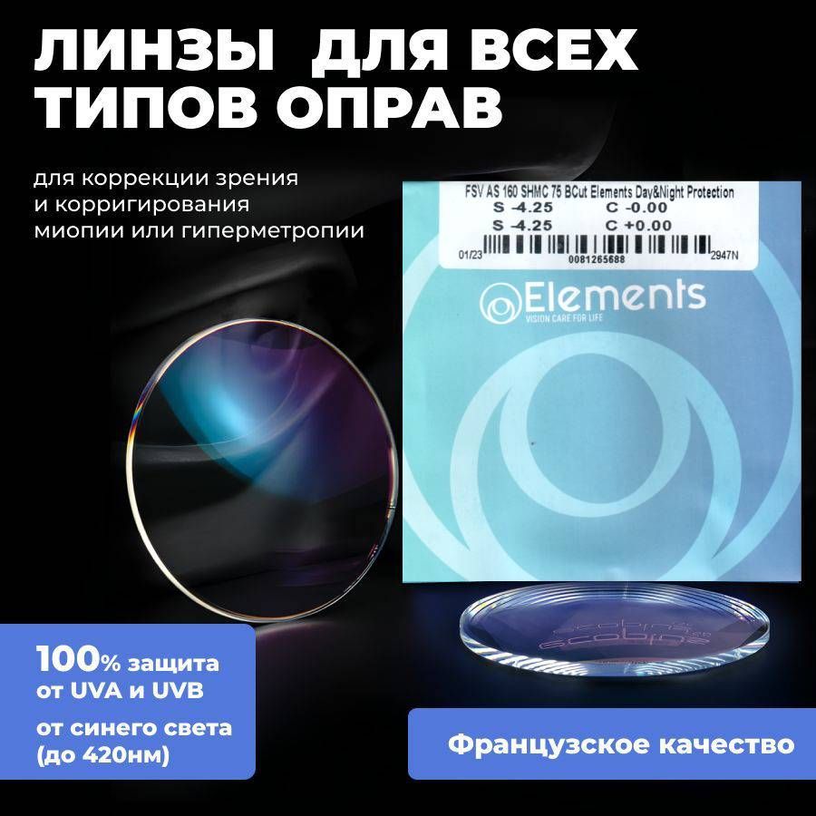 Линза для очков 1.60 As FSV SHMC BCut Elements Day&Night Protection Sph  -4.50 диаметр 75 - купить с доставкой по выгодным ценам в интернет-магазине  OZON (641090648)