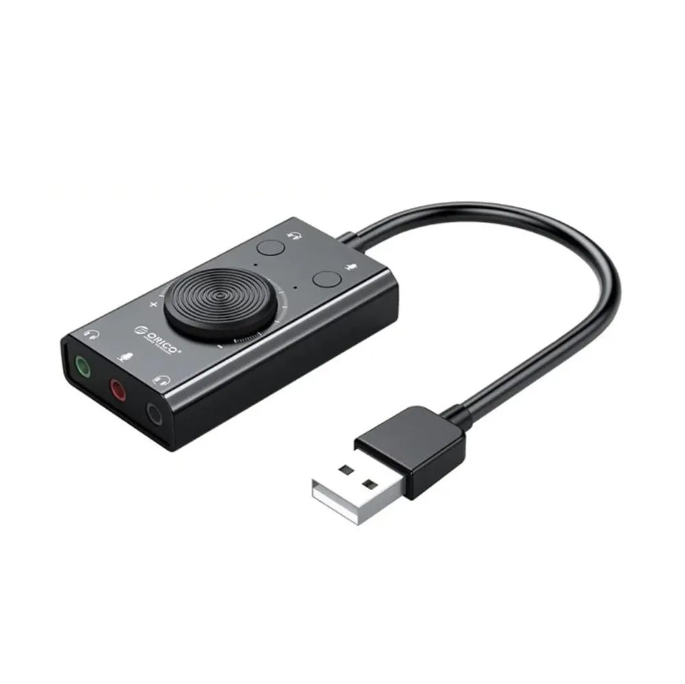 OricoSC2МногофункциональнаяUSB-внешняязвуковаякартас2-xпортамигарнитурыи1XMicrofonePortирегулировкойгромкости(черный)