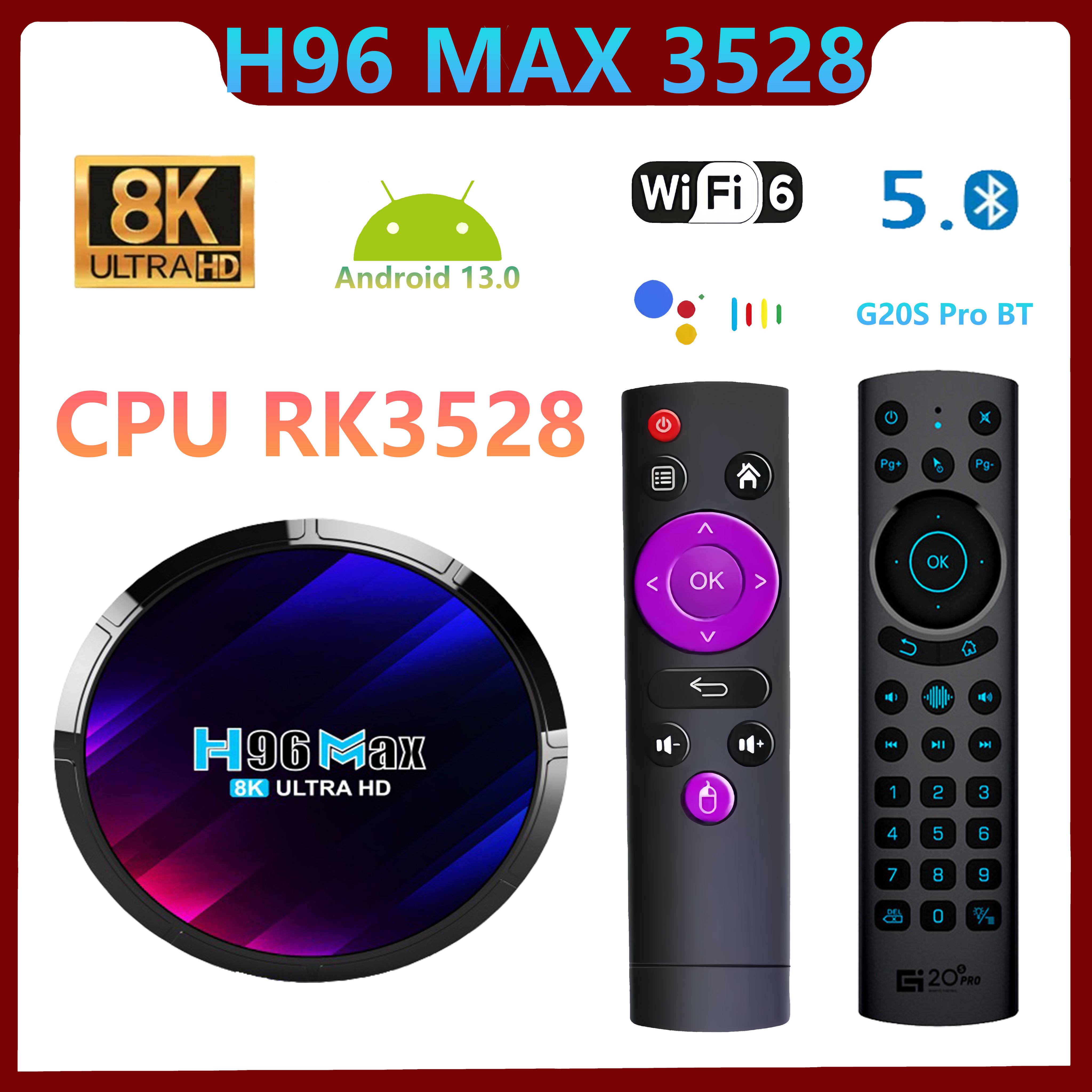 Медиаплеер H96 MAX RK3528, TF, USB, RJ-45 Ethernet, AV, черный, белый,  Android купить по низкой цене с доставкой в интернет-магазине OZON  (1367696446)