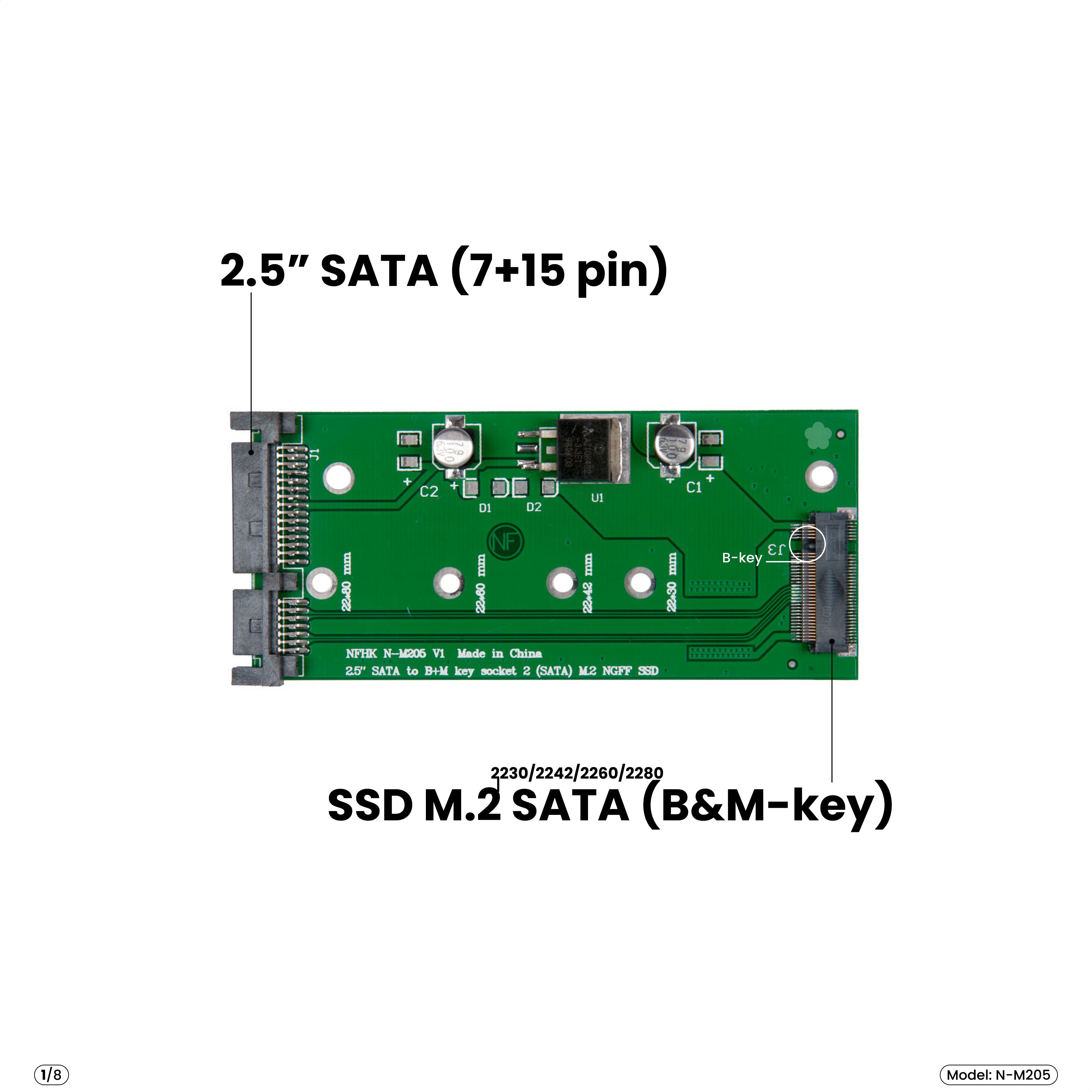 Адаптер-переходник SSD M.2 2230-2280 SATA (B&M-key) > 2.5