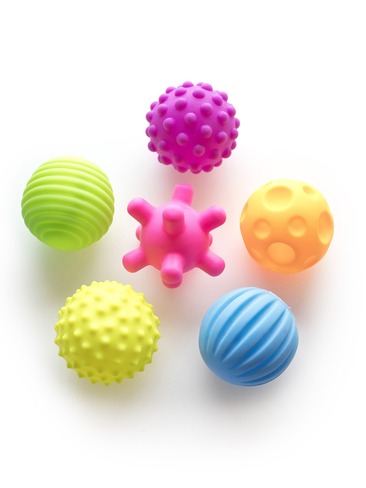 Игрушки развивающие из ПВХ "Jile Toys"/Тактильные мячики 6 штук  #1