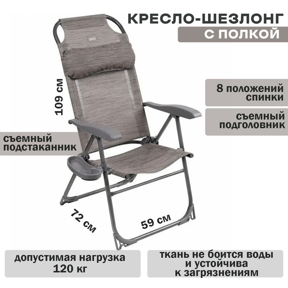 Кресло шезлонг двухпозиционное 156 х 60 х 82 см camping palisad