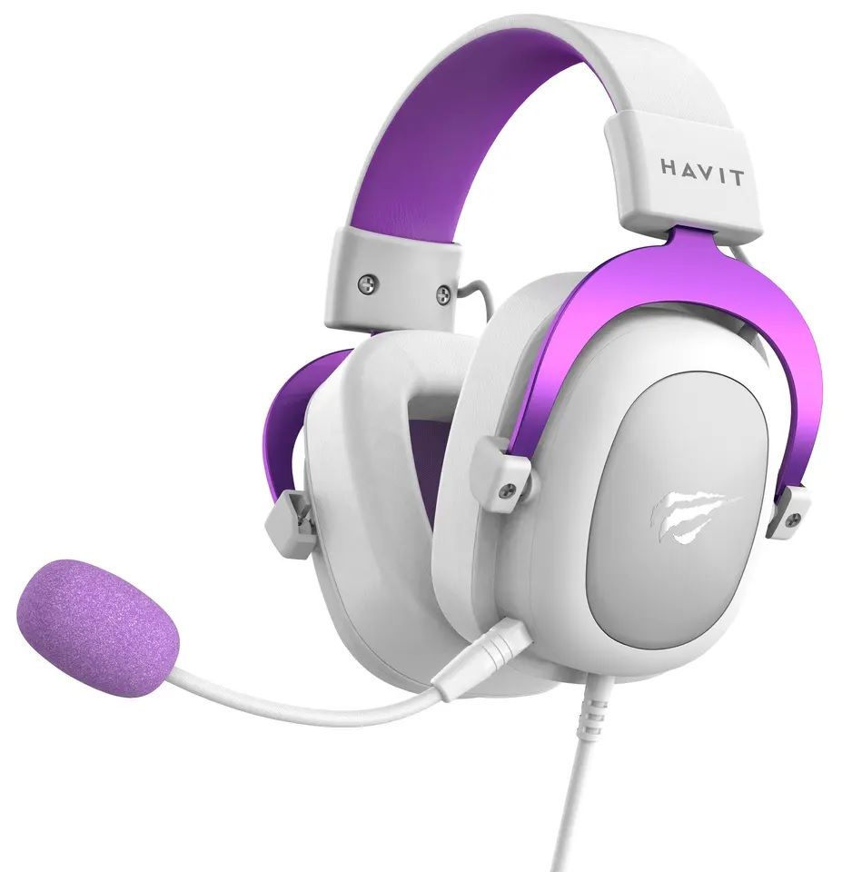 Игровая гарнитура HAVIT H2002d 3,5 мм белый/фиолетовый #1