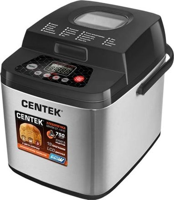 Хлебопечка Centek CT-1410, серебристый, черный - купить по доступным ...