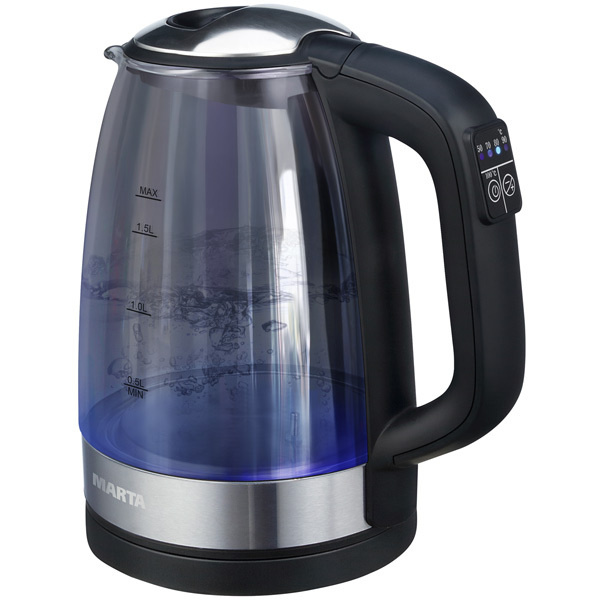 Электрический чайник Marta MT-1088 Black Pearl, черный #1