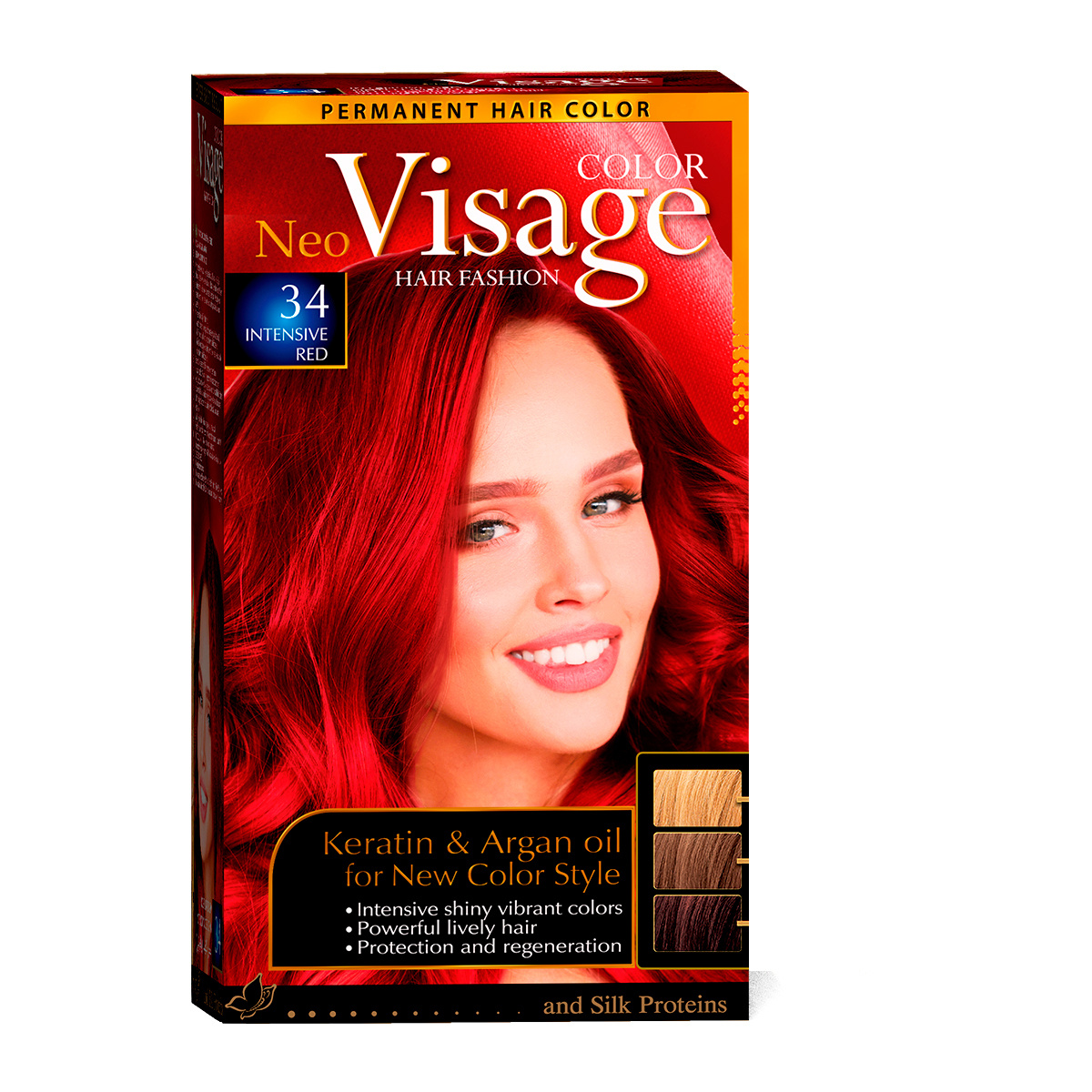 Visage, Краска для волос в наборе, оттенок 34 Интенсивно красный / Intensiv...