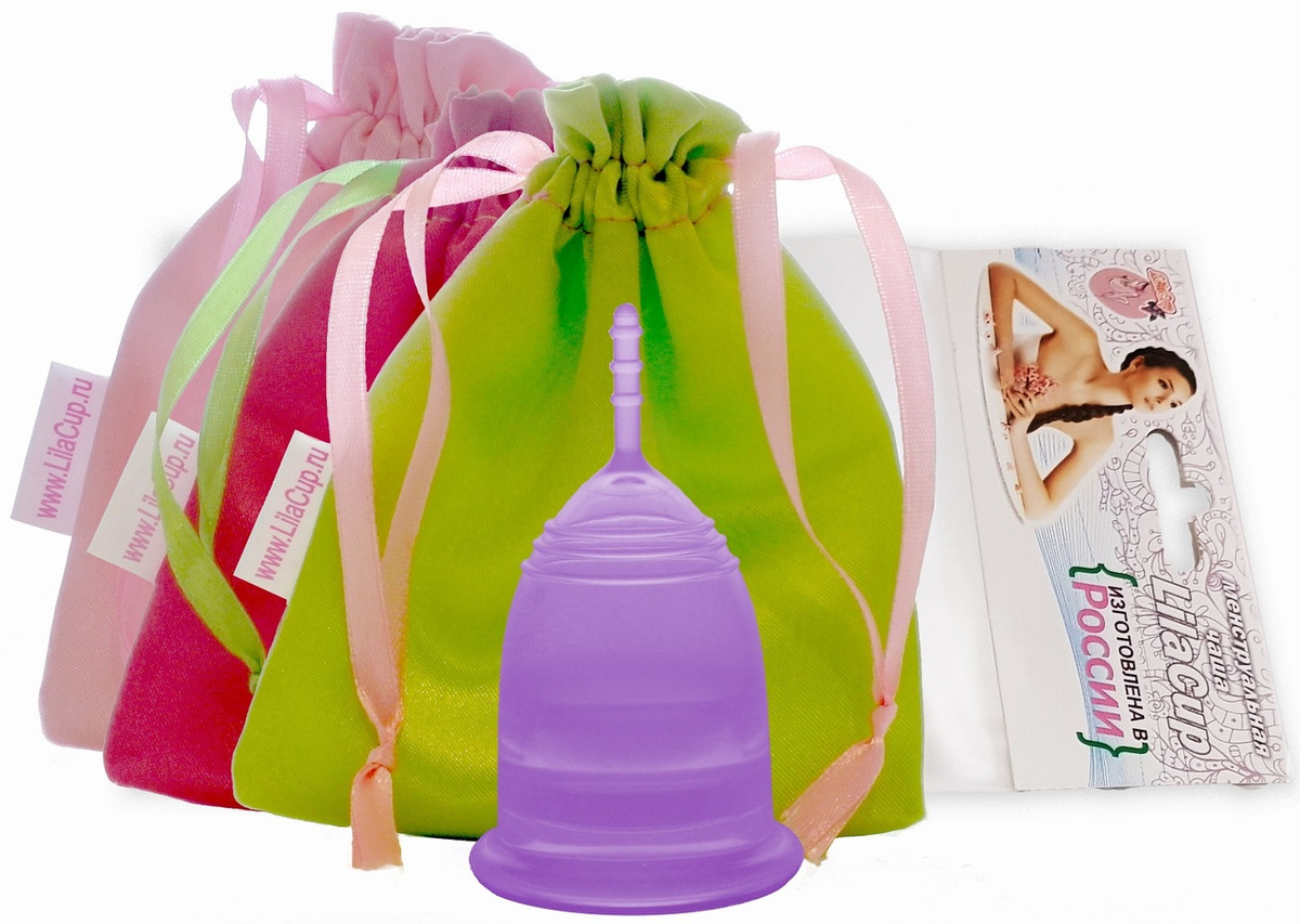 Менструальная чаша LilaCup Практик в атласном мешочке сиреневая M ...