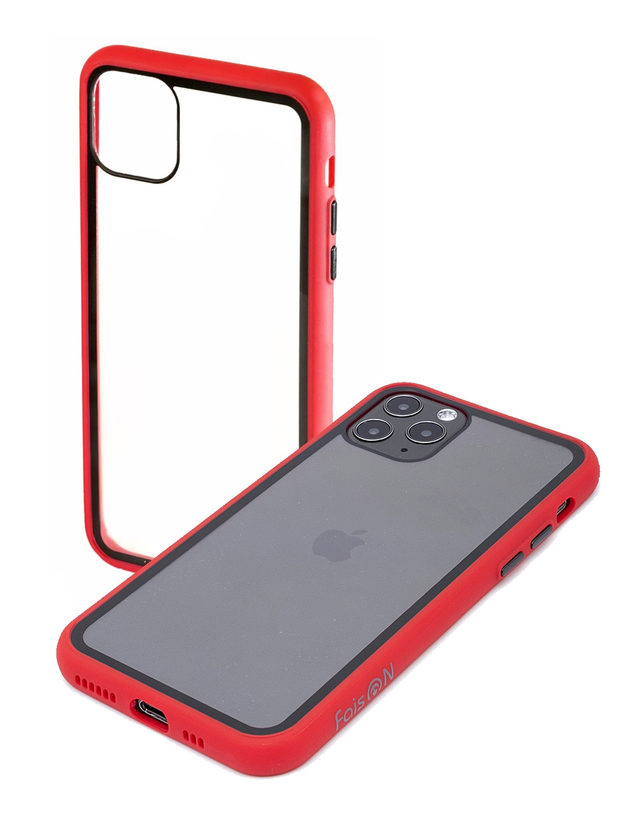 Чехол на айфон 11 / бампер для iphone 11, прозрачный, красный контур ...
