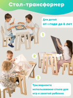 Limoni-kids / Детский стол трансформер / Стол с боксами и грифельной доской / Детский растущий регулируемый стол трансформер с ящиками и грифельной доской мебель для малышей для творчества, для рисования / Детский столик. Спонсорские товары