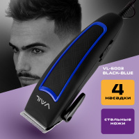  Машинка для стрижки волос VAIL VL-6003 BLACK-BLUE / 4 насадки / регулировка длины / черная, синяя. Спонсорские товары