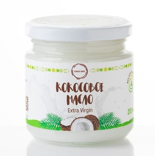 Масло кокосовое натуральное 100% (extra virgin) 200 мл COCO DAY ...