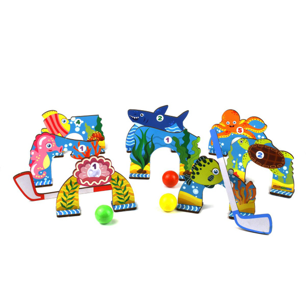 Настольная игра "Гольф. Морские обитатели" WoodlandToys, развивающая ...