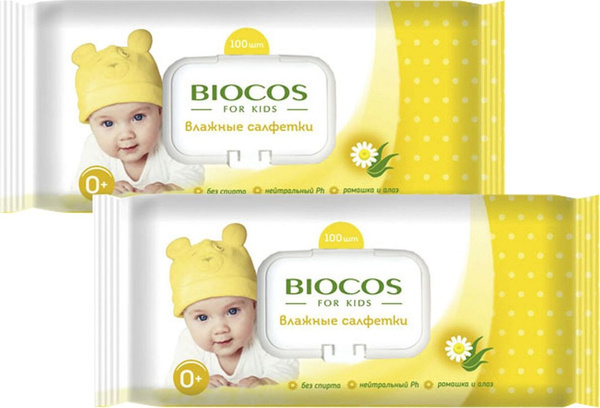 BioCos Влажные салфетки 100 шт - купить с доставкой по выгодным ценам в ...