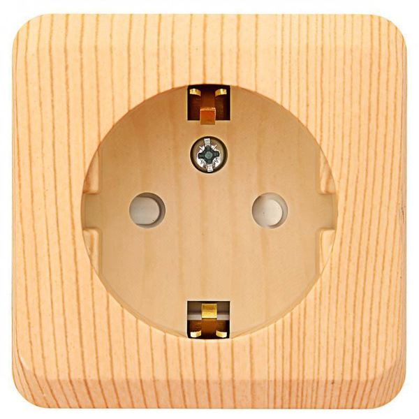 Розетка System Electric Этюд наружная Дача Сосна одинарная с ...