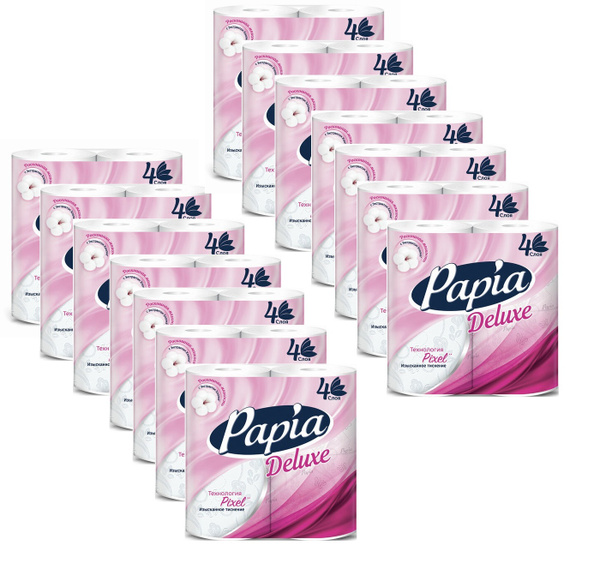Бумага туалетная быт., спайка 4 шт., 4-слойная (4х16 м), PAPIA DELUXE ...