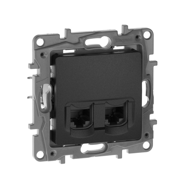 Legrand Etika Антрацит Розетка компьютерная 2-ая RJ45, кат.5е UTP ...