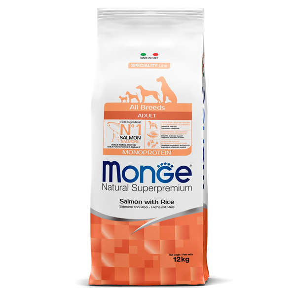 Корм для собак Monge Dog с лососем и рисом (12 кг) - купить с доставкой ...