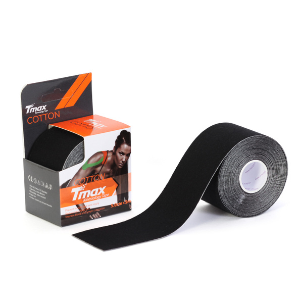 Кинезиотейп Tmax Extra Sticky черный, кинезио тейп для тела, тейп ...