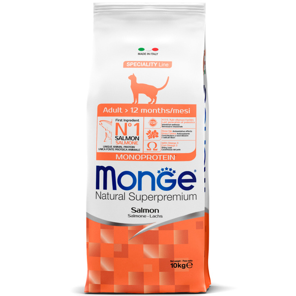 Сухой корм для кошек Monge Natural Superpremium с лососем, 10 кг ...