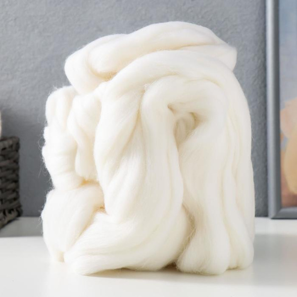 Гребенная лента Пряжа из Троицка 100% тонкая мериносовая шерсть 100гр ...