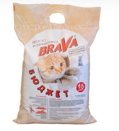 Наполнитель минеральный для кошачьего туалета BraVa, впитывающий, без ...