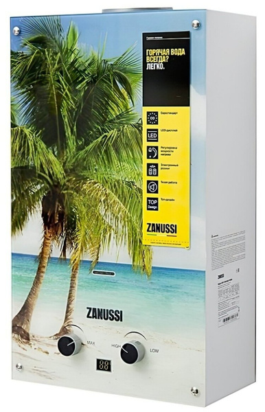 Колонка газовая Zanussi GWH 10 Fonte Glass Paradiso, 10 л/мин, медный ...