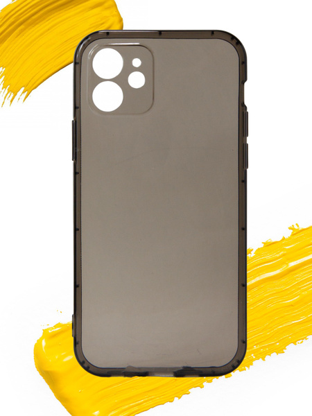 Чехол для Apple iPhone 12 / чехол на айфон 12 прозрачный черно-серый ...